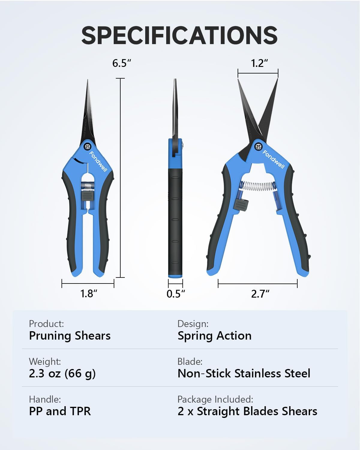 2-Pack 6.5" Small Pruning Scissors for Indoor Plant Garden Clipper | Micro Trim Scissors, Ultra-Sharp Non-Stick Straight Blades, Lightweight - Best for Delicate Cutting Flower Stems Herbs Buds