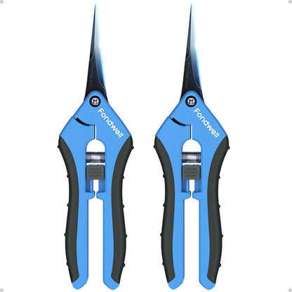 2-Pack 6.5" Small Pruning Scissors for Indoor Plant Garden Clipper | Micro Trim Scissors, Ultra-Sharp Non-Stick Straight Blades, Lightweight - Best for Delicate Cutting Flower Stems Herbs Buds