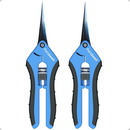2-Pack 6.5" Small Pruning Scissors for Indoor Plant Garden Clipper | Micro Trim Scissors, Ultra-Sharp Non-Stick Straight Blades, Lightweight - Best for Delicate Cutting Flower Stems Herbs Buds