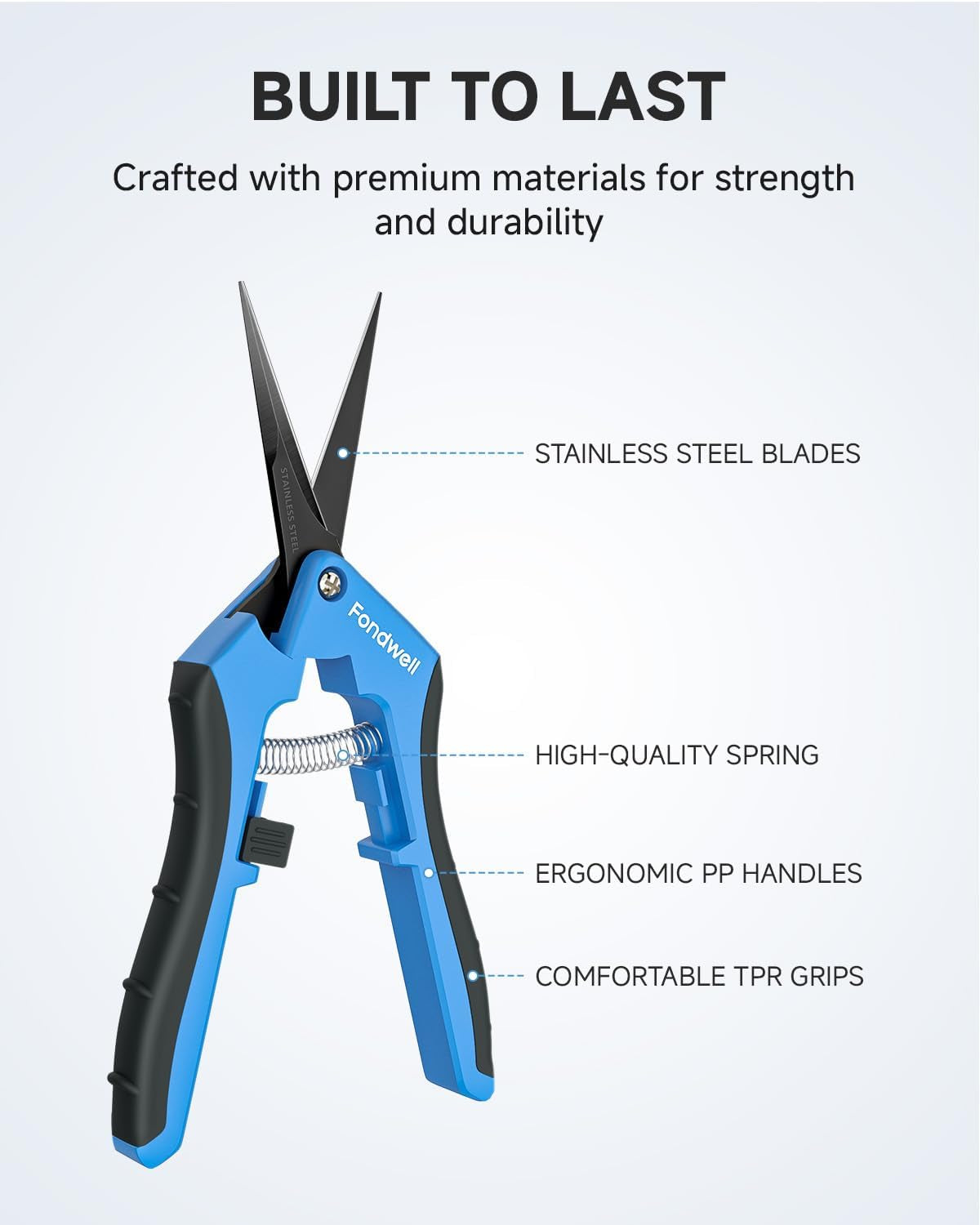 2-Pack 6.5" Small Pruning Scissors for Indoor Plant Garden Clipper | Micro Trim Scissors, Ultra-Sharp Non-Stick Straight Blades, Lightweight - Best for Delicate Cutting Flower Stems Herbs Buds