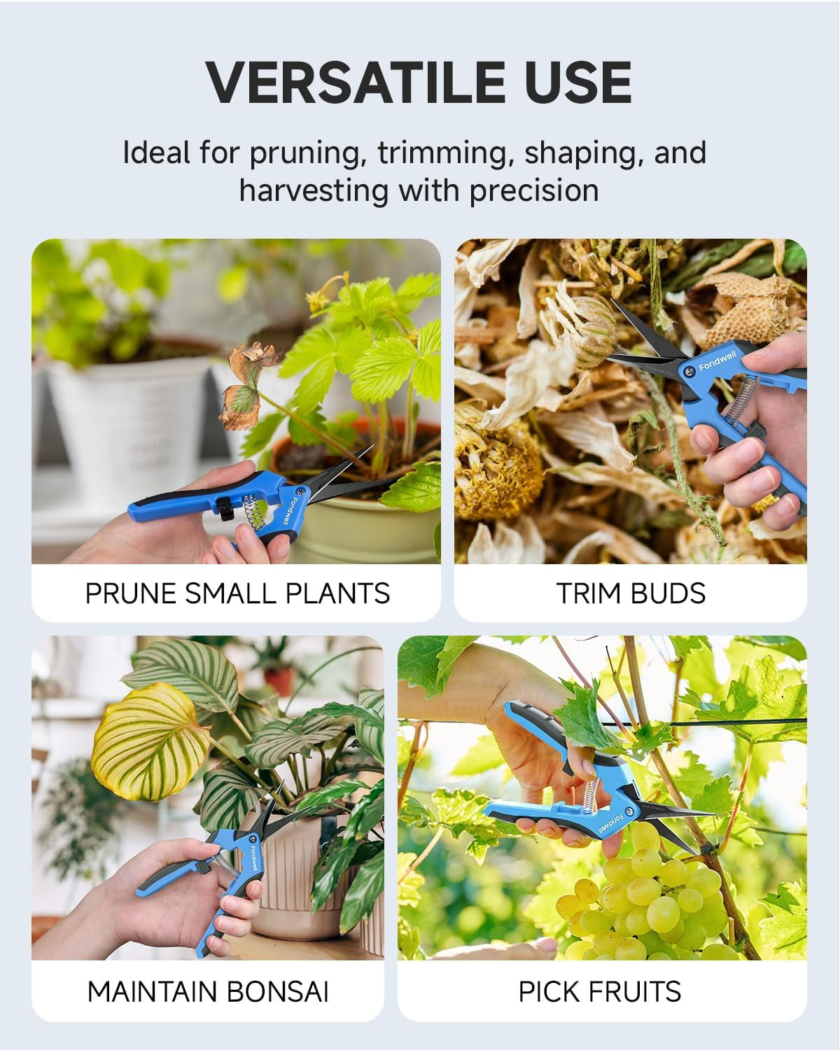 2-Pack 6.5" Small Pruning Scissors for Indoor Plant Garden Clipper | Micro Trim Scissors, Ultra-Sharp Non-Stick Straight Blades, Lightweight - Best for Delicate Cutting Flower Stems Herbs Buds
