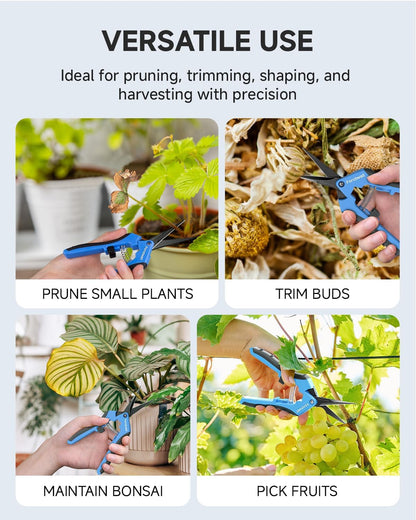 2-Pack 6.5" Small Pruning Scissors for Indoor Plant Garden Clipper | Micro Trim Scissors, Ultra-Sharp Non-Stick Straight Blades, Lightweight - Best for Delicate Cutting Flower Stems Herbs Buds
